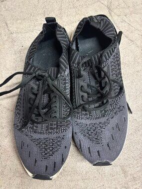 Men's Sock Sneakers Black Gray Knit Running Shoes Size 10.5 (A1)